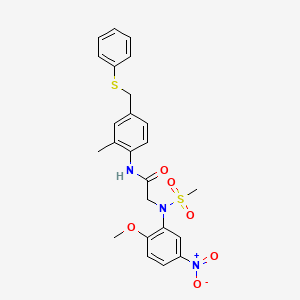 molecular formula C24H25N3O6S2 B4922244 N~2~-(2-methoxy-5-nitrophenyl)-N~1~-{2-methyl-4-[(phenylthio)methyl]phenyl}-N~2~-(methylsulfonyl)glycinamide 