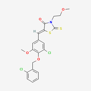 molecular formula C21H19Cl2NO4S2 B4922271 5-{3-chloro-4-[(2-chlorobenzyl)oxy]-5-methoxybenzylidene}-3-(2-methoxyethyl)-2-thioxo-1,3-thiazolidin-4-one 