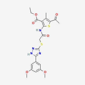 molecular formula C22H24N4O6S2 B4922322 ethyl 5-acetyl-2-[({[5-(3,5-dimethoxyphenyl)-4H-1,2,4-triazol-3-yl]thio}acetyl)amino]-4-methyl-3-thiophenecarboxylate 