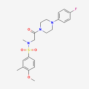 molecular formula C21H26FN3O4S B4922342 N-{2-[4-(4-fluorophenyl)-1-piperazinyl]-2-oxoethyl}-4-methoxy-N,3-dimethylbenzenesulfonamide 