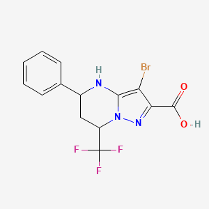 3-bromo-5-phenyl-7-(trifluoromethyl)-4,5,6,7-tetrahydropyrazolo[1,5-a]pyrimidine-2-carboxylic acid