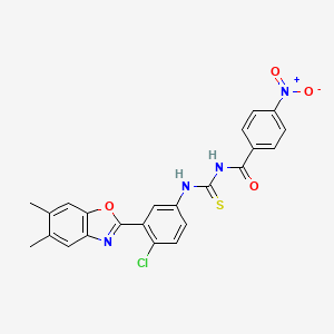 molecular formula C23H17ClN4O4S B4922388 N-({[4-chloro-3-(5,6-dimethyl-1,3-benzoxazol-2-yl)phenyl]amino}carbonothioyl)-4-nitrobenzamide 