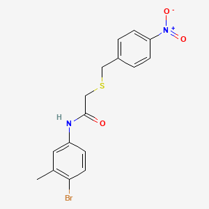 molecular formula C16H15BrN2O3S B4922448 N-(4-bromo-3-methylphenyl)-2-[(4-nitrobenzyl)thio]acetamide 