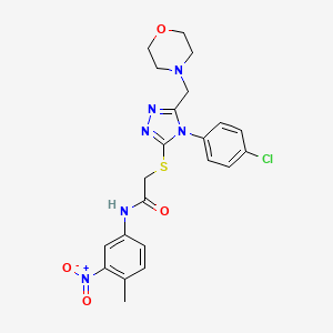 molecular formula C22H23ClN6O4S B4922478 2-{[4-(4-chlorophenyl)-5-(4-morpholinylmethyl)-4H-1,2,4-triazol-3-yl]thio}-N-(4-methyl-3-nitrophenyl)acetamide 