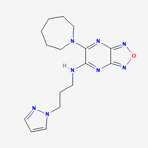 molecular formula C16H22N8O B4922487 6-(1-azepanyl)-N-[3-(1H-pyrazol-1-yl)propyl][1,2,5]oxadiazolo[3,4-b]pyrazin-5-amine 