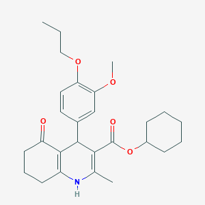 molecular formula C27H35NO5 B4922492 cyclohexyl 4-(3-methoxy-4-propoxyphenyl)-2-methyl-5-oxo-1,4,5,6,7,8-hexahydro-3-quinolinecarboxylate 