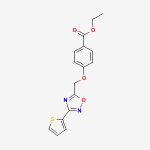 molecular formula C16H14N2O4S B4922497 ethyl 4-{[3-(2-thienyl)-1,2,4-oxadiazol-5-yl]methoxy}benzoate 