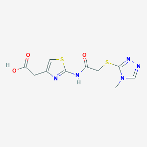 molecular formula C10H11N5O3S2 B4922560 [2-({[(4-methyl-4H-1,2,4-triazol-3-yl)thio]acetyl}amino)-1,3-thiazol-4-yl]acetic acid 