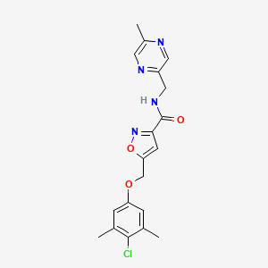 molecular formula C19H19ClN4O3 B4922592 5-[(4-chloro-3,5-dimethylphenoxy)methyl]-N-[(5-methyl-2-pyrazinyl)methyl]-3-isoxazolecarboxamide 