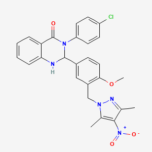 molecular formula C27H24ClN5O4 B4922662 3-(4-chlorophenyl)-2-{3-[(3,5-dimethyl-4-nitro-1H-pyrazol-1-yl)methyl]-4-methoxyphenyl}-2,3-dihydro-4(1H)-quinazolinone 