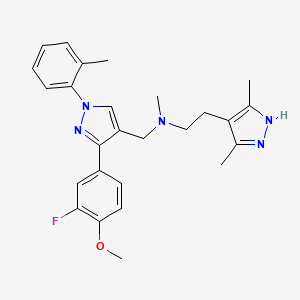 molecular formula C26H30FN5O B4922736 2-(3,5-dimethyl-1H-pyrazol-4-yl)-N-{[3-(3-fluoro-4-methoxyphenyl)-1-(2-methylphenyl)-1H-pyrazol-4-yl]methyl}-N-methylethanamine 