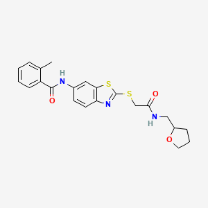 molecular formula C22H23N3O3S2 B4922749 2-methyl-N-[2-({2-oxo-2-[(tetrahydro-2-furanylmethyl)amino]ethyl}thio)-1,3-benzothiazol-6-yl]benzamide 