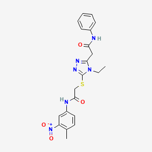 molecular formula C21H22N6O4S B4922761 2-{[5-(2-anilino-2-oxoethyl)-4-ethyl-4H-1,2,4-triazol-3-yl]thio}-N-(4-methyl-3-nitrophenyl)acetamide 