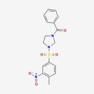 molecular formula C17H17N3O5S B4922811 1-benzoyl-3-[(4-methyl-3-nitrophenyl)sulfonyl]imidazolidine 