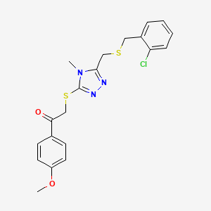 molecular formula C20H20ClN3O2S2 B4922879 2-[(5-{[(2-chlorobenzyl)thio]methyl}-4-methyl-4H-1,2,4-triazol-3-yl)thio]-1-(4-methoxyphenyl)ethanone 