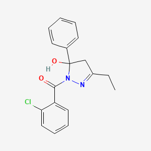 molecular formula C18H17ClN2O2 B4922986 1-(2-chlorobenzoyl)-3-ethyl-5-phenyl-4,5-dihydro-1H-pyrazol-5-ol 