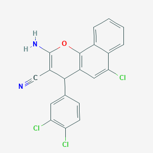 molecular formula C20H11Cl3N2O B4923094 2-amino-6-chloro-4-(3,4-dichlorophenyl)-4H-benzo[h]chromene-3-carbonitrile 