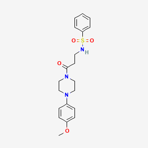 molecular formula C20H25N3O4S B4923105 N-{3-[4-(4-methoxyphenyl)-1-piperazinyl]-3-oxopropyl}benzenesulfonamide 