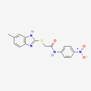 molecular formula C16H14N4O3S B4923133 2-[(5-methyl-1H-benzimidazol-2-yl)thio]-N-(4-nitrophenyl)acetamide 
