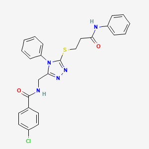 N-({5-[(3-anilino-3-oxopropyl)thio]-4-phenyl-4H-1,2,4-triazol-3-yl}methyl)-4-chlorobenzamide