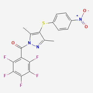 molecular formula C18H10F5N3O3S B4923174 3,5-dimethyl-4-[(4-nitrophenyl)thio]-1-(pentafluorobenzoyl)-1H-pyrazole 