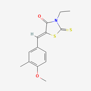 molecular formula C14H15NO2S2 B4923233 3-ethyl-5-(4-methoxy-3-methylbenzylidene)-2-thioxo-1,3-thiazolidin-4-one 