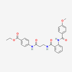molecular formula C27H27N3O6 B4923252 ethyl 4-[(N-{2-[(4-methoxybenzoyl)amino]benzoyl}-beta-alanyl)amino]benzoate 