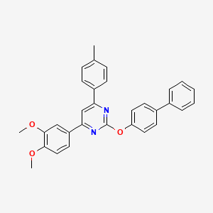 molecular formula C31H26N2O3 B4923380 2-(4-biphenylyloxy)-4-(3,4-dimethoxyphenyl)-6-(4-methylphenyl)pyrimidine 