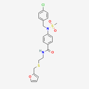 molecular formula C22H23ClN2O4S2 B4923386 4-[(4-chlorobenzyl)(methylsulfonyl)amino]-N-{2-[(2-furylmethyl)thio]ethyl}benzamide 