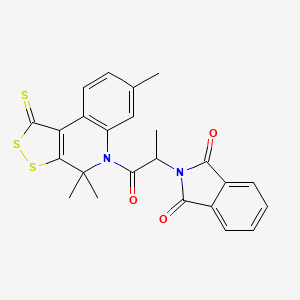 molecular formula C24H20N2O3S3 B4923424 2-[1-methyl-2-oxo-2-(4,4,7-trimethyl-1-thioxo-1,4-dihydro-5H-[1,2]dithiolo[3,4-c]quinolin-5-yl)ethyl]-1H-isoindole-1,3(2H)-dione 