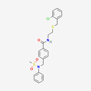 molecular formula C24H25ClN2O3S2 B4923487 N-{2-[(2-chlorobenzyl)thio]ethyl}-4-{[(methylsulfonyl)(phenyl)amino]methyl}benzamide 