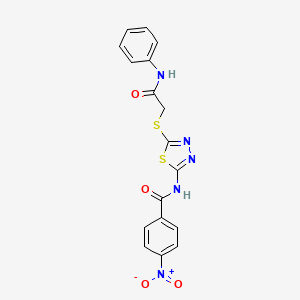 molecular formula C17H13N5O4S2 B4923529 N-{5-[(2-anilino-2-oxoethyl)thio]-1,3,4-thiadiazol-2-yl}-4-nitrobenzamide 