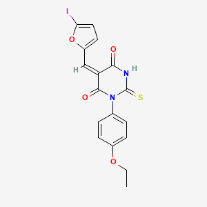 1-(4-ethoxyphenyl)-5-[(5-iodo-2-furyl)methylene]-2-thioxodihydro-4,6(1H,5H)-pyrimidinedione