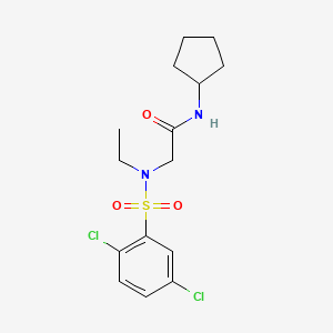 molecular formula C15H20Cl2N2O3S B4923576 N~1~-cyclopentyl-N~2~-[(2,5-dichlorophenyl)sulfonyl]-N~2~-ethylglycinamide 