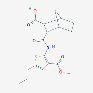 molecular formula C18H23NO5S B4923603 3-({[3-(methoxycarbonyl)-5-propyl-2-thienyl]amino}carbonyl)bicyclo[2.2.1]heptane-2-carboxylic acid 