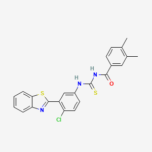 molecular formula C23H18ClN3OS2 B4923604 N-({[3-(1,3-benzothiazol-2-yl)-4-chlorophenyl]amino}carbonothioyl)-3,4-dimethylbenzamide 