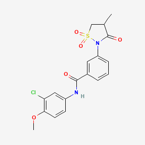 molecular formula C18H17ClN2O5S B4923674 N-(3-chloro-4-methoxyphenyl)-3-(4-methyl-1,1-dioxido-3-oxo-2-isothiazolidinyl)benzamide 