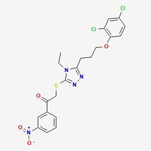 molecular formula C21H20Cl2N4O4S B4923684 2-({5-[3-(2,4-dichlorophenoxy)propyl]-4-ethyl-4H-1,2,4-triazol-3-yl}thio)-1-(3-nitrophenyl)ethanone 
