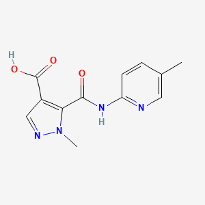 molecular formula C12H12N4O3 B4923703 1-methyl-5-{[(5-methyl-2-pyridinyl)amino]carbonyl}-1H-pyrazole-4-carboxylic acid 