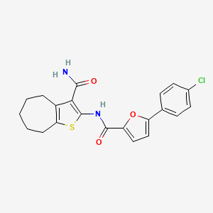 molecular formula C21H19ClN2O3S B4923740 N-[3-(aminocarbonyl)-5,6,7,8-tetrahydro-4H-cyclohepta[b]thien-2-yl]-5-(4-chlorophenyl)-2-furamide 
