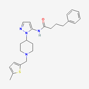 molecular formula C24H30N4OS B4923752 N-(1-{1-[(5-methyl-2-thienyl)methyl]-4-piperidinyl}-1H-pyrazol-5-yl)-4-phenylbutanamide 