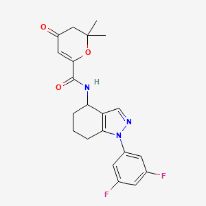 molecular formula C21H21F2N3O3 B4923779 N-[1-(3,5-difluorophenyl)-4,5,6,7-tetrahydro-1H-indazol-4-yl]-2,2-dimethyl-4-oxo-3,4-dihydro-2H-pyran-6-carboxamide 
