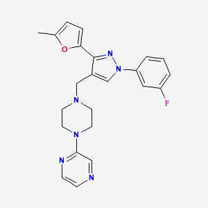 molecular formula C23H23FN6O B4923781 2-(4-{[1-(3-fluorophenyl)-3-(5-methyl-2-furyl)-1H-pyrazol-4-yl]methyl}-1-piperazinyl)pyrazine 