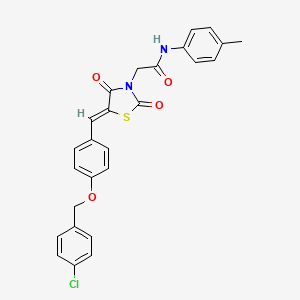 molecular formula C26H21ClN2O4S B4923807 2-(5-{4-[(4-chlorobenzyl)oxy]benzylidene}-2,4-dioxo-1,3-thiazolidin-3-yl)-N-(4-methylphenyl)acetamide 