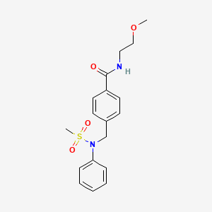 molecular formula C18H22N2O4S B4923819 N-(2-methoxyethyl)-4-{[(methylsulfonyl)(phenyl)amino]methyl}benzamide 