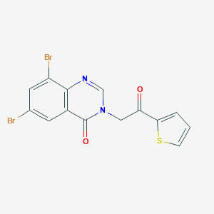 molecular formula C14H8Br2N2O2S B492389 6,8-dibromo-3-[2-oxo-2-(2-thienyl)ethyl]-4(3H)-quinazolinone 