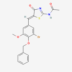 N-{5-[4-(benzyloxy)-3-bromo-5-methoxybenzylidene]-4-oxo-1,3-thiazolidin-2-ylidene}acetamide
