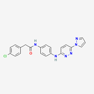 molecular formula C21H17ClN6O B4923943 2-(4-chlorophenyl)-N-(4-{[6-(1H-pyrazol-1-yl)-3-pyridazinyl]amino}phenyl)acetamide 