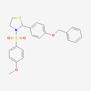 molecular formula C23H23NO4S2 B492395 2-[4-(Benzyloxy)phenyl]-3-[(4-methoxyphenyl)sulfonyl]-1,3-thiazolidine 
