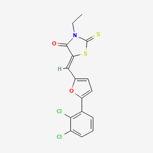 molecular formula C16H11Cl2NO2S2 B4923980 5-{[5-(2,3-dichlorophenyl)-2-furyl]methylene}-3-ethyl-2-thioxo-1,3-thiazolidin-4-one 